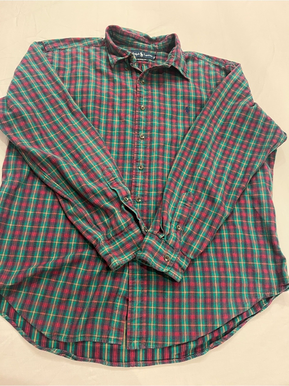 Ralph Lauren Green & Red Plaid Long-Sleeve Button-Down Shirt